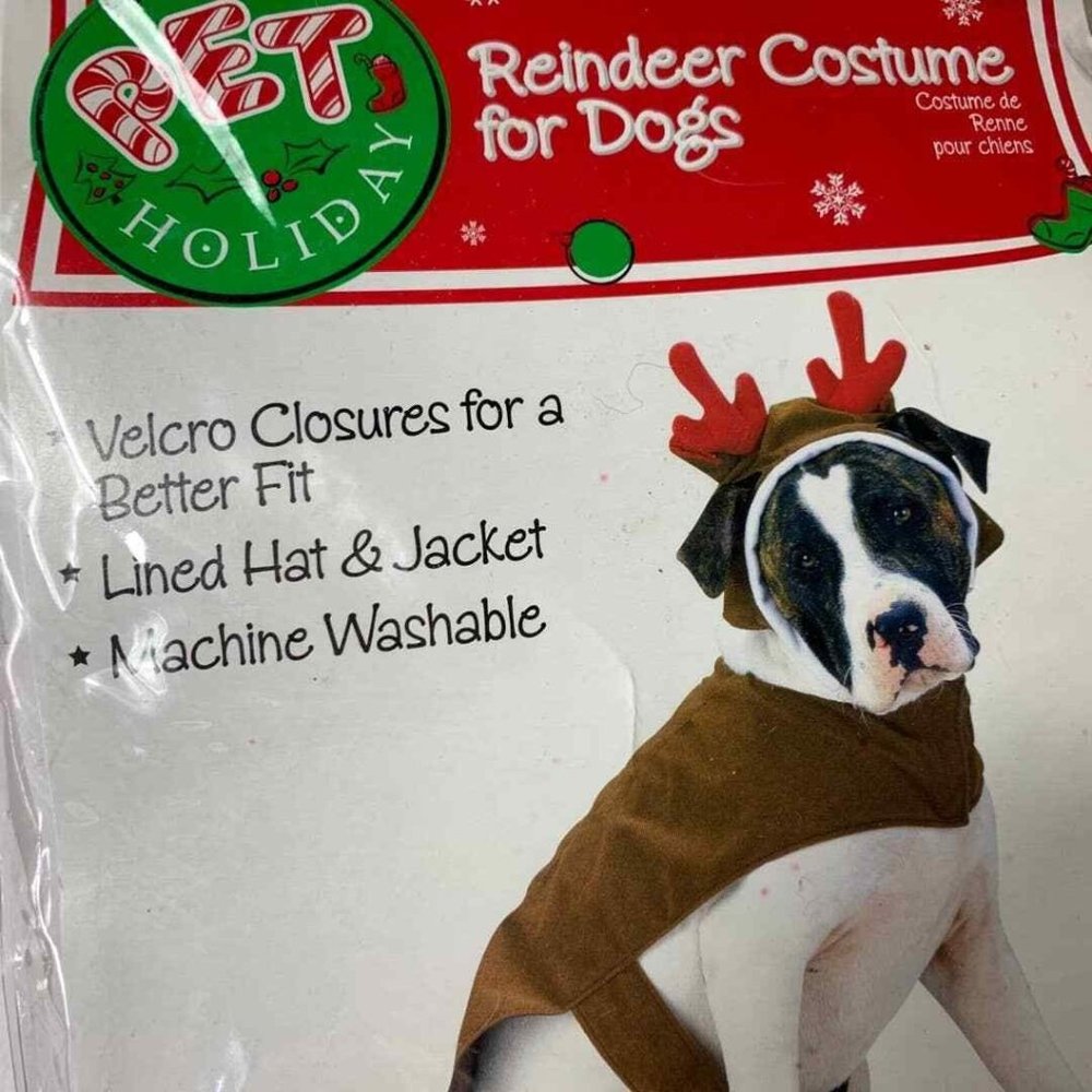 Pet Vintage Holiday  Fun Dog Reindeer Costume Entertaining Cheerful Size L. NWT